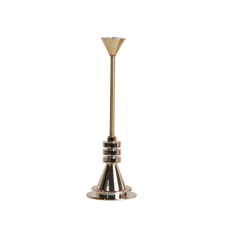 Modern & Minimalist Metal Candlestick ,Black/Gold Color:Gold;Size:10*10*33cm