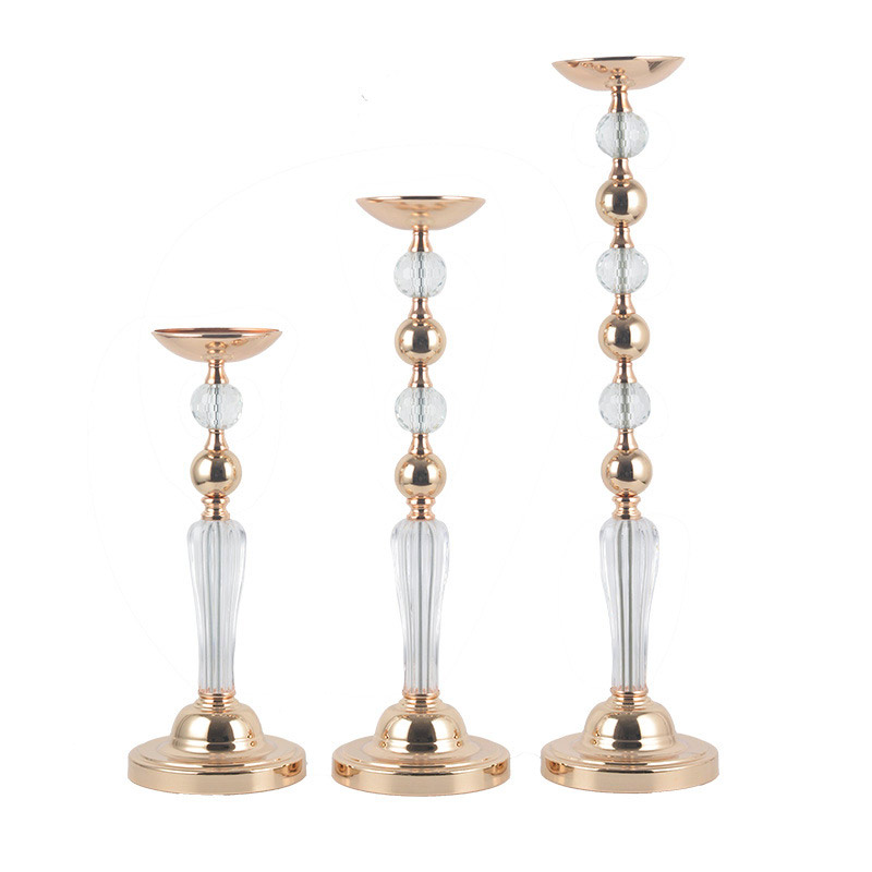 stacked Crystal Ball Pillar Candlestick,Fluted Column