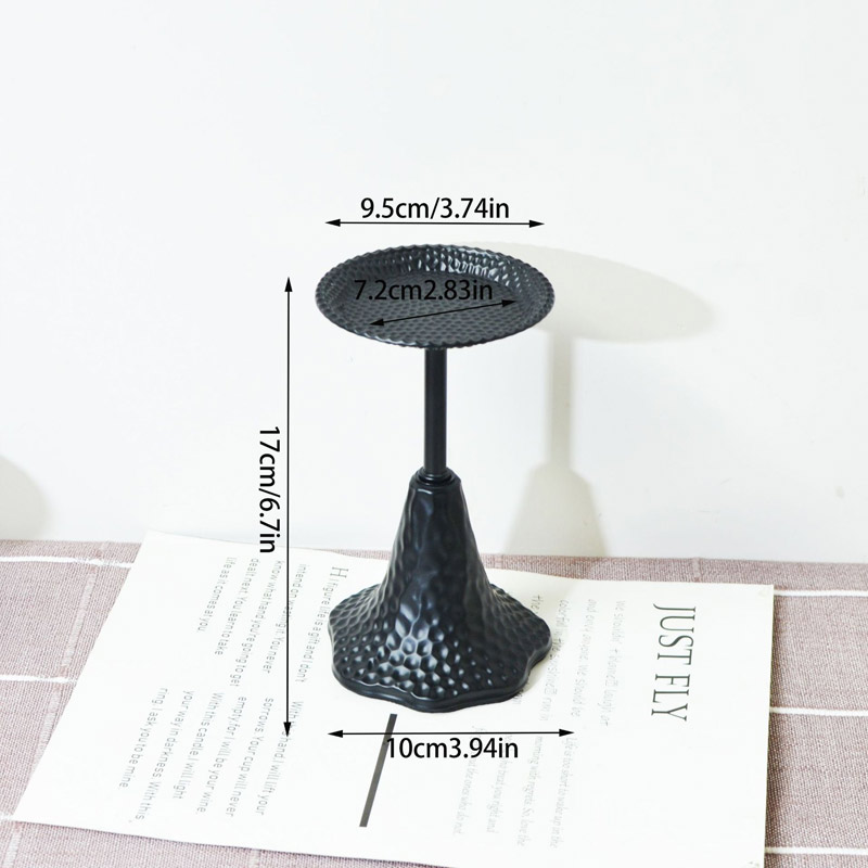 Minimalist Black Hammered Iron Candle Holder (Set of 3) Size: 10*10*17cm