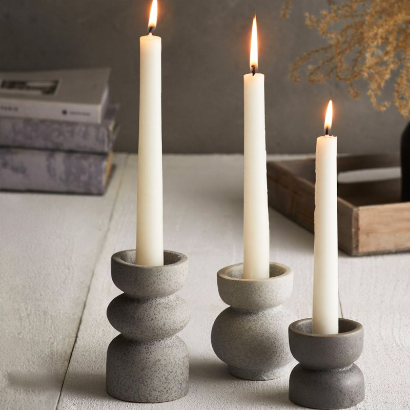 Modern Minimalist Concrete Candlestick - Creative 2-Tier Geometric Set of 3 Color:Large 3
