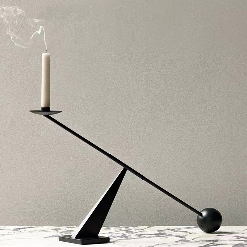 Modern Abstract Balancing Iron Candlestick,Seesaw Candle Holder Color:Black 1