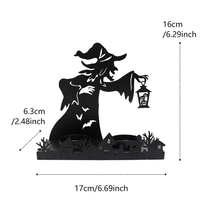 Witch Silhouette Halloween Iron Candle Holder Color:Witch 1