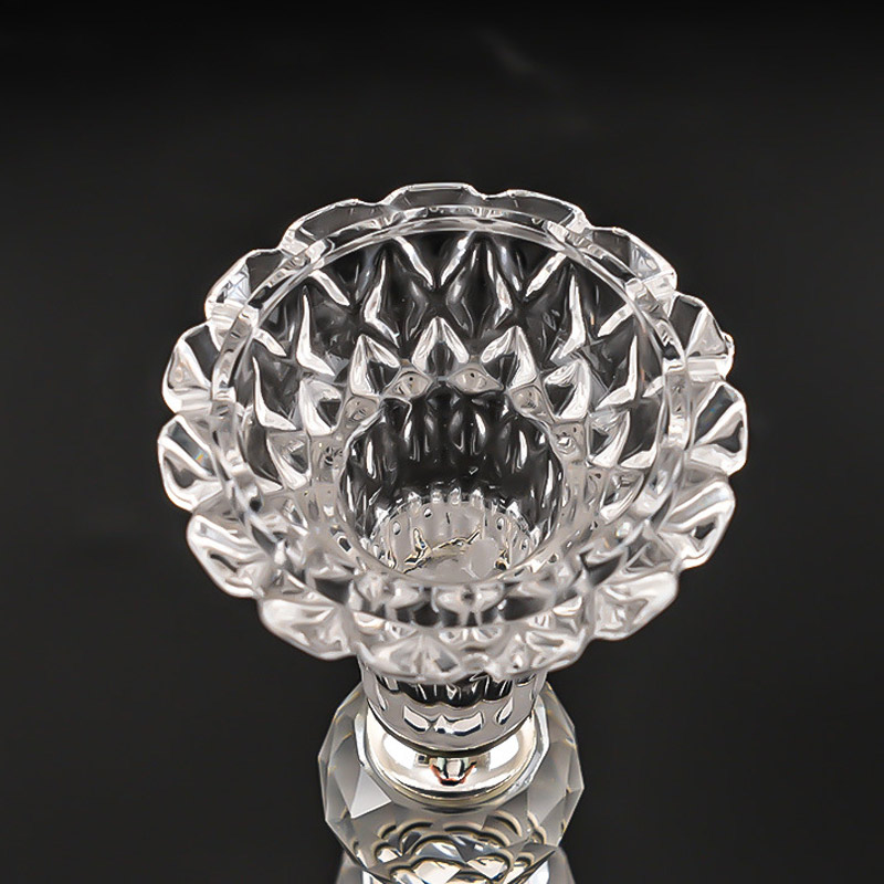 Stacked Crystal Ball Stem Candle holder Color:Glass 2