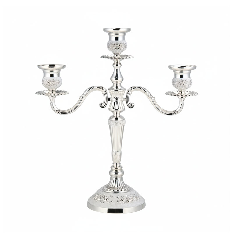 3-Arm & 5-Arm Vintage European Iron Candelabra Cups:3 cups;Color:Silver