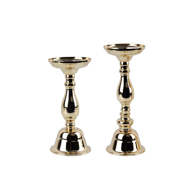 Modern Minimalist Plated & Painted Iron Candlestick - Gold/Matte Black 2-Piece Set
