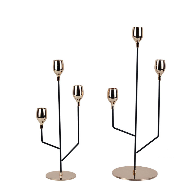 Minimalist Tree-Shaped Candlestick: Nordic-Style 3-Head Metal Candelabra