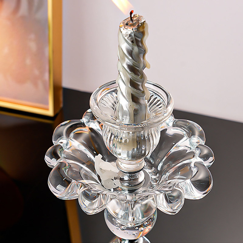 Set of 3 Flower Crystal  Bubble Ball Candlesticks Size:7.5*7.5*24cm 2
