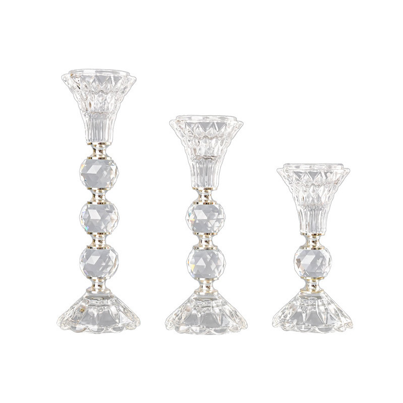 Stacked Crystal Ball Stem Candle holder