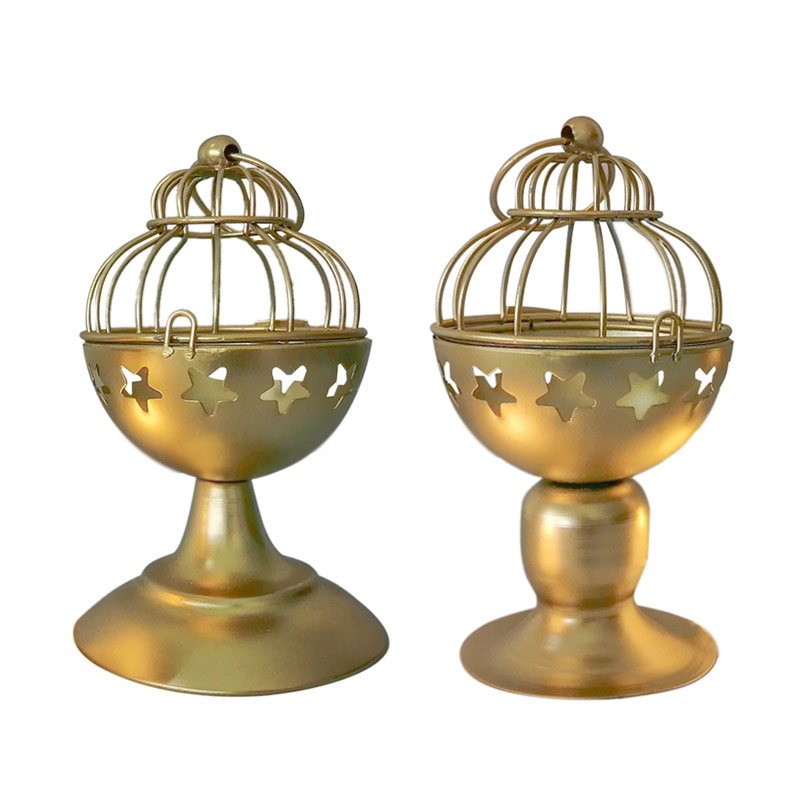 Vintage Plated Metal Birdcage  Candlestick