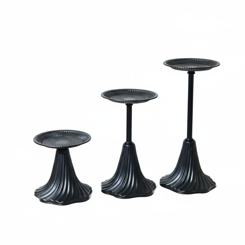 Nordic Vintage Wavy Base Iron Candle Holder (Set of 3) Color:Black