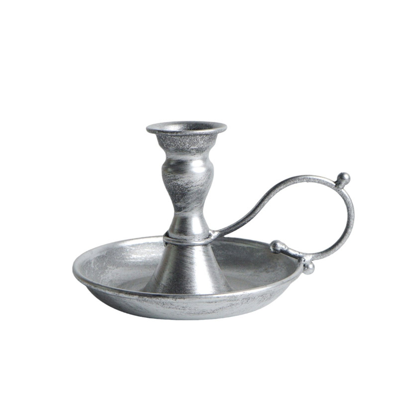 Vintage Handheld Single Candlestick Holder, Gold/Silver Color:Silver