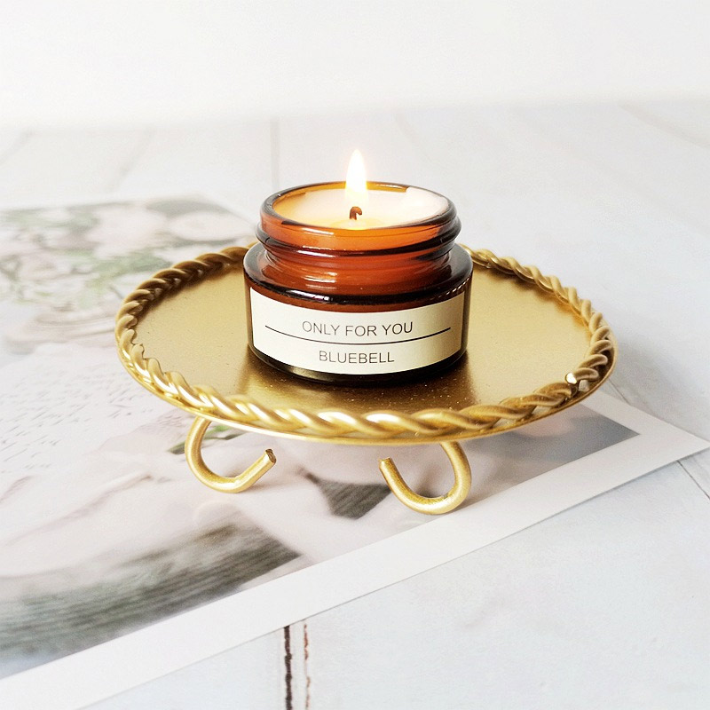 Minimalist Vintage Gold Iron Candle Holder,Twisted Rope Border Color:Gold 1