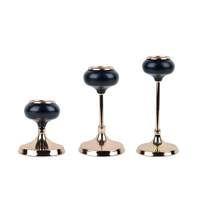 Modern Light Luxury Metal Candlestick Holder Set of 3, Simple Electroplated Iron Art