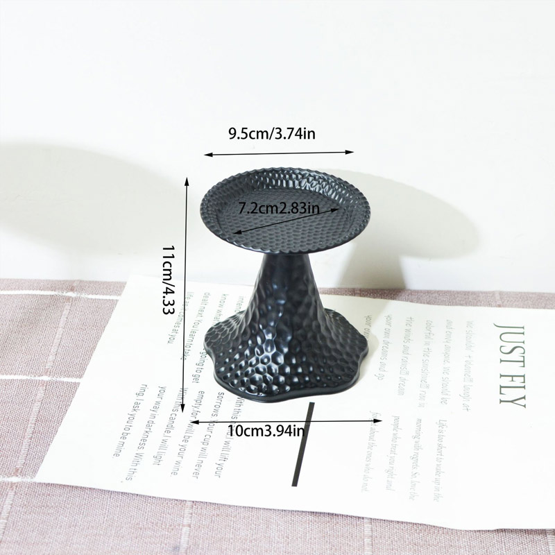 Minimalist Black Hammered Iron Candle Holder (Set of 3) Size: 10*10*11cm