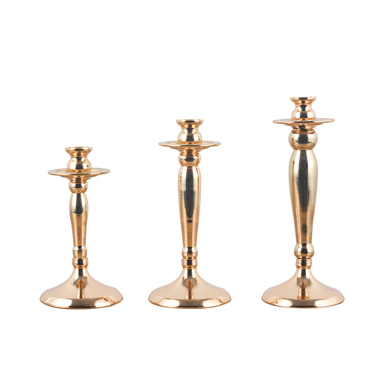 European Retro Plated Iron Candlestick - Gold/Chrome 3-Piece