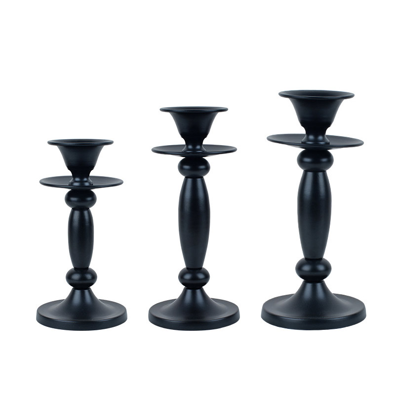 European Minimalist Wrought Iron Candlestick Holders (Set of 3), Classic Pedestal Candlestick set