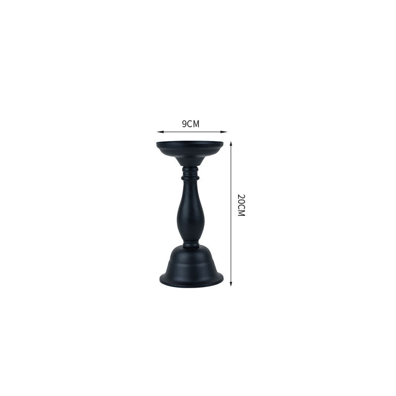 Modern Minimalist Plated & Painted Iron Candlestick - Gold/Matte Black 2-Piece Set Color:Black;Size:9*9*20cm