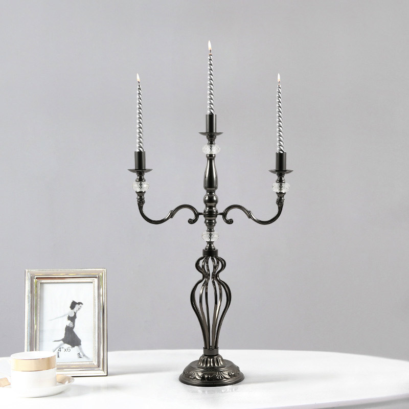 3/5 Arms Iron Candelabra Black  