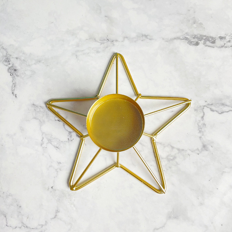 Gold/Black Pentagram Iron Candle Holder Color:Gold
