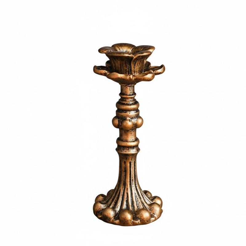 Antique Bronze Embossed Floral Resin Candlestick Collection Style:Style2