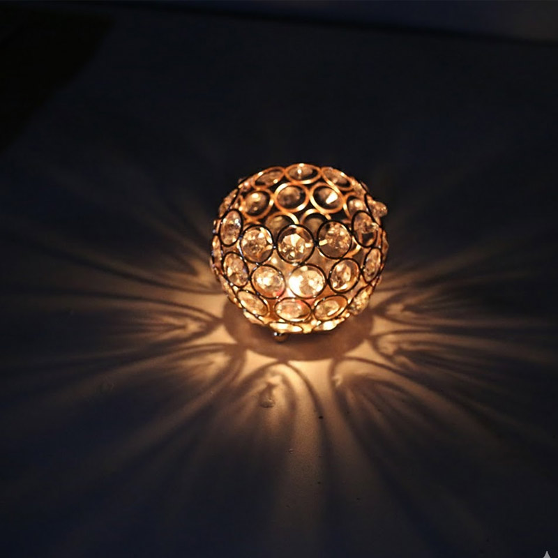 Elegant Crystal Beaded Tealight Holder Color:Golden 2