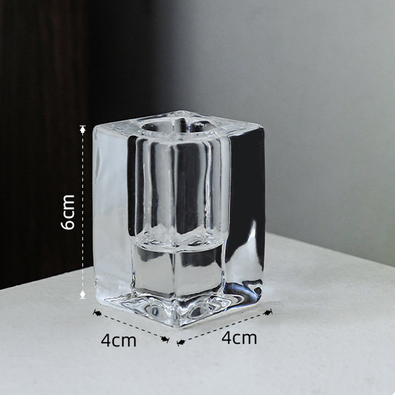 Minimalist Clear Glass Cube/Block Candlestick Holder Size:4*4*6cm