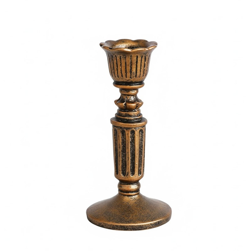Antique Bronze Embossed Floral Resin Candlestick Collection Style:Style3