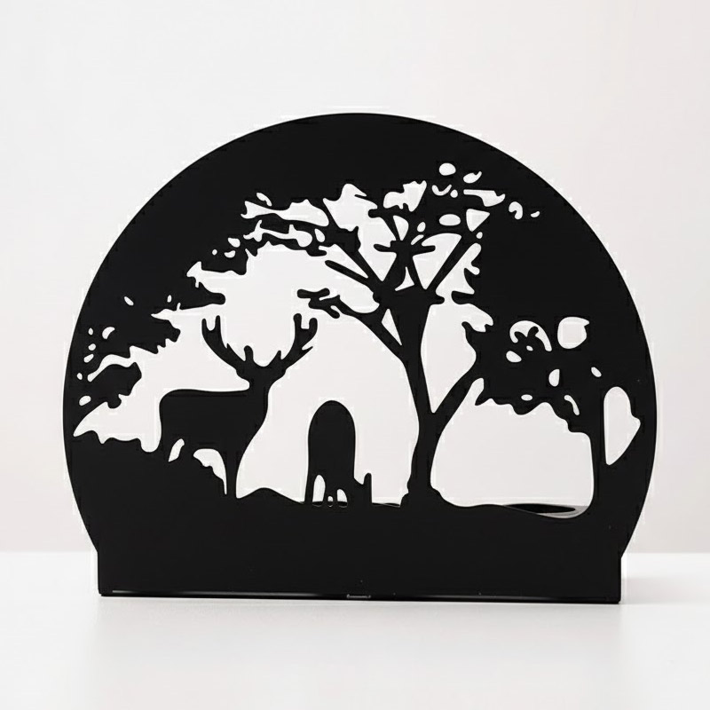 Black Iron African/Forest Silhouette Candle Holder Series Color:Moose