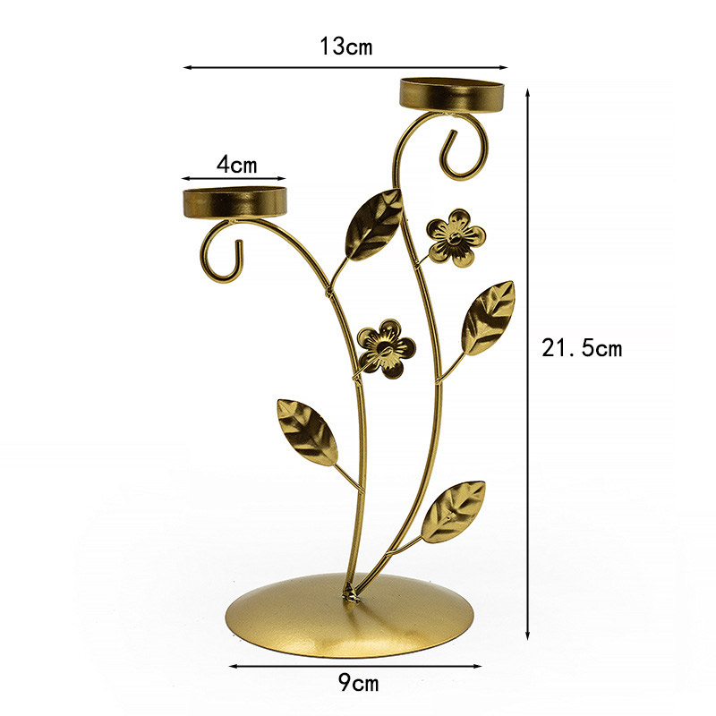 Rustic Butterfly Wrought Iron Floral Candle Holder Color:Gold;Lights:2 lights