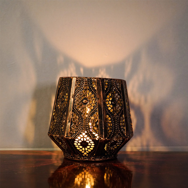 Octahedral Cutout Moroccan Candle Holder Size:13.3*11.4