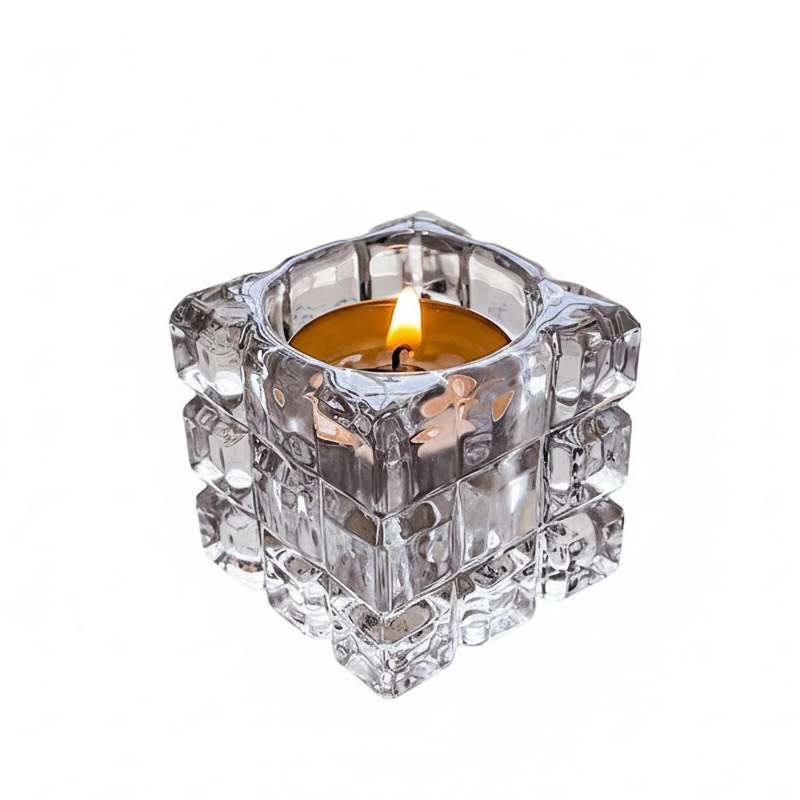 Crystal Glass Block Ice Cube Candle Holder Style:Style2