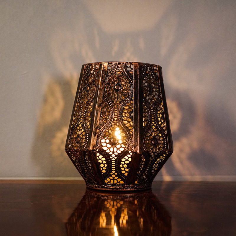 Octahedral Cutout Moroccan Candle Holder Size:14.5*14.2cm