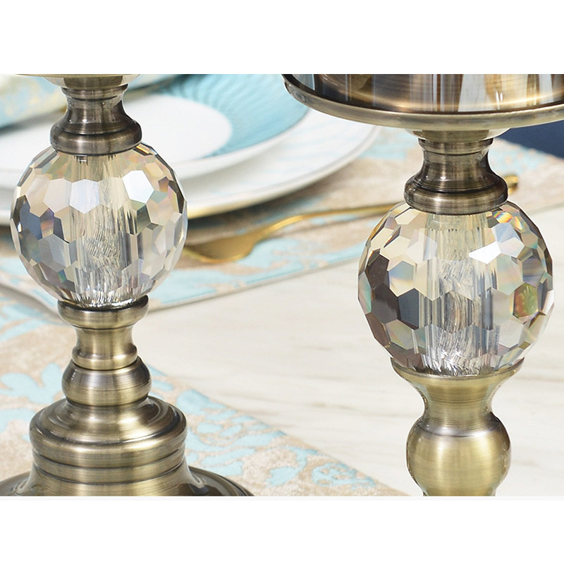 European Crystal Ball Iron & Glass Candle Holder Pair Size:12*33cm 1