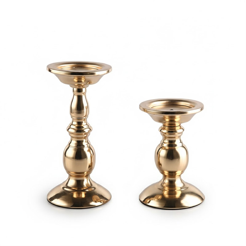 Chunky Matte Black Pedestal Candle Holders Color:Gold