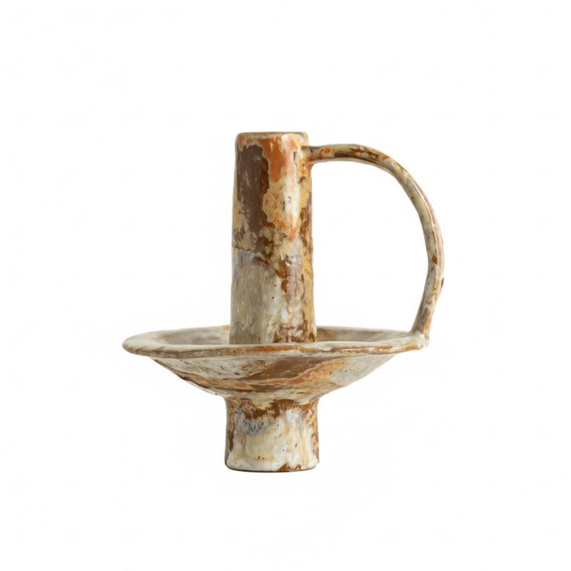 Rustic Clay Chamberstick holder Size:13.5*14cm