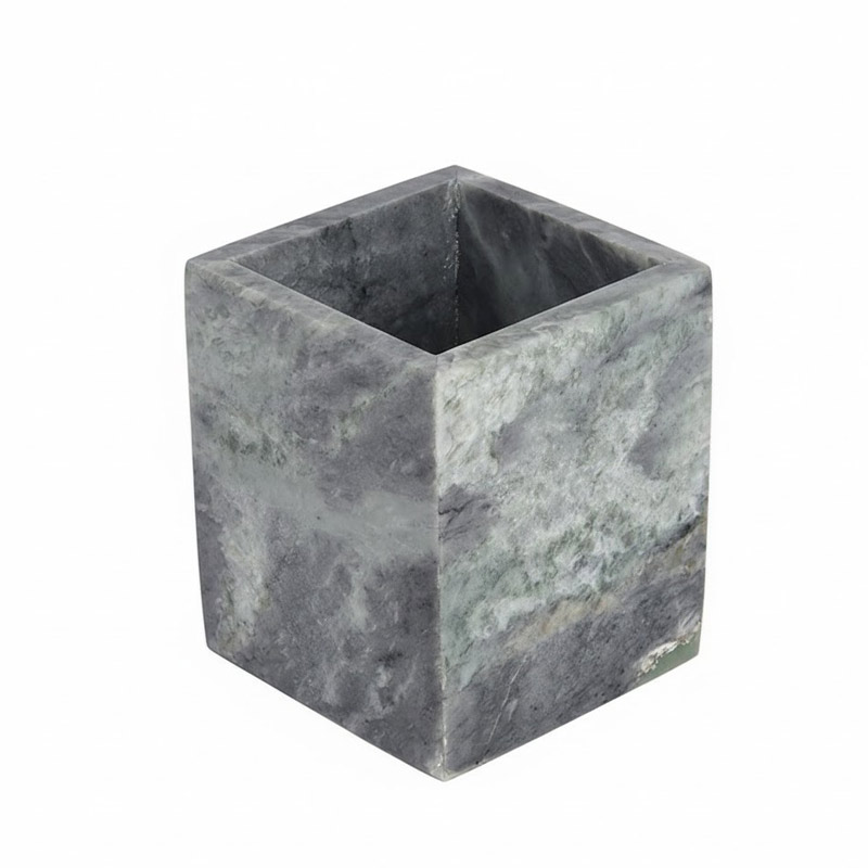 Natural Marble Square Candle Holder Container light grey  , Modern Aromatherapy Jar Home Decor (Multi-Color Options)