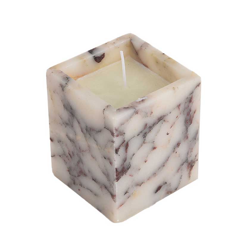 Natural Marble Square Candle Holder Container creamy white  , Modern Aromatherapy Jar Home Decor (Multi-Color Options)