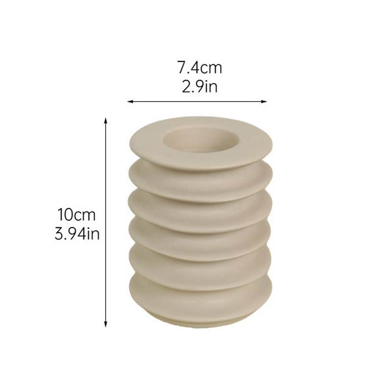 Stacked ring Ceramic candle holder Color:Grey;Size:7.4*7.4*10cm