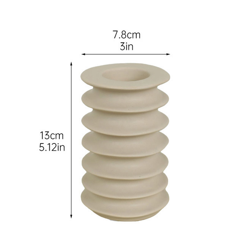 Stacked ring Ceramic candle holder Grey  