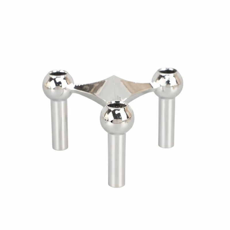 Modular Stackable Zinc Alloy Candelabra Silver