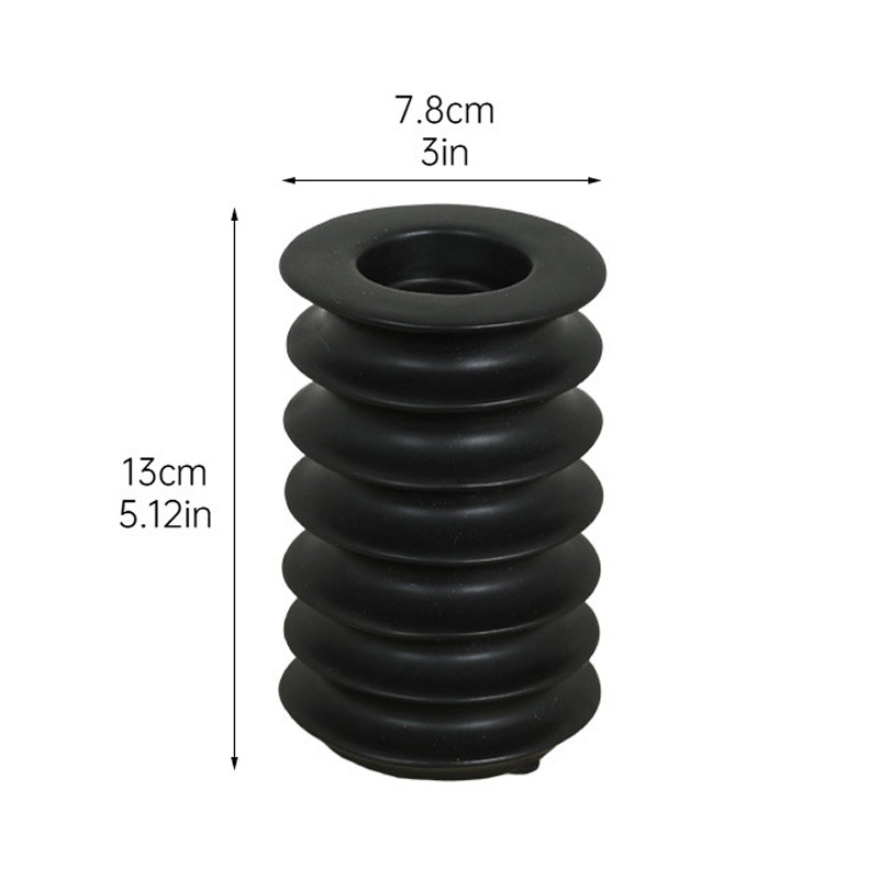 Stacked ring Ceramic candle holder Color:Black;Size:7.8*7.8*13cm