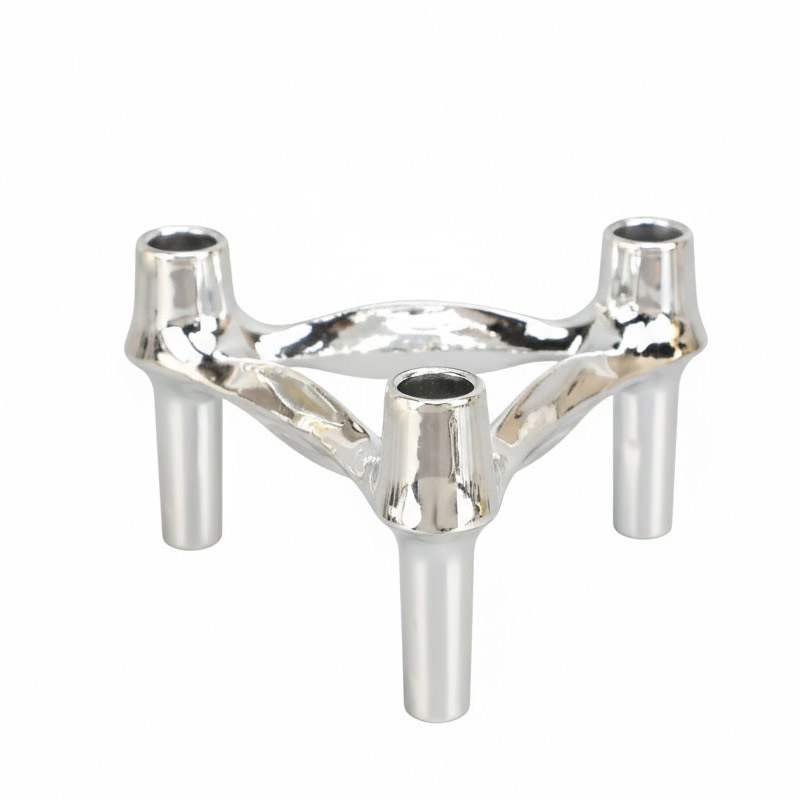 Modular Stackable Zinc Alloy Candelabra Color:Silver;Size:12*12*7cm