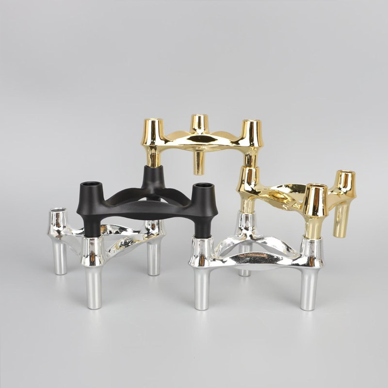 Modular Stackable Zinc Alloy Candelabra Color:Black;Size:10*10*7cm 3