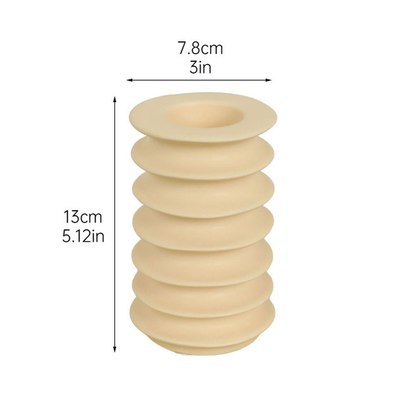 Stacked ring Ceramic candle holder Light Yellow  