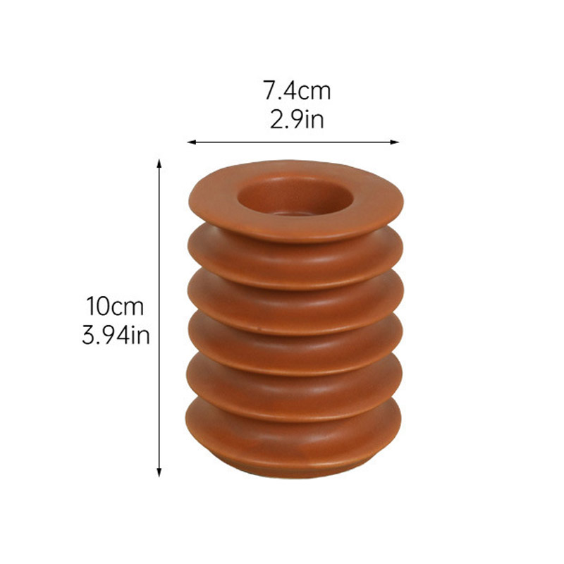 Stacked ring Ceramic candle holder Color:Brown;Size:7.4*7.4*10cm