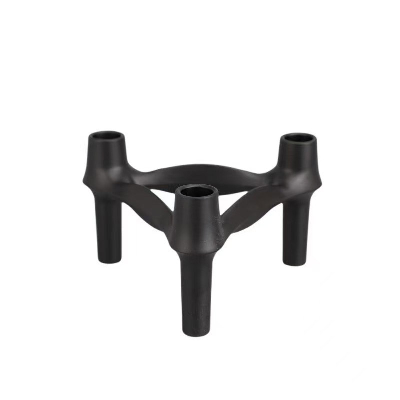 Modular Stackable Zinc Alloy Candelabra Color:Black;Size:12*12*7cm