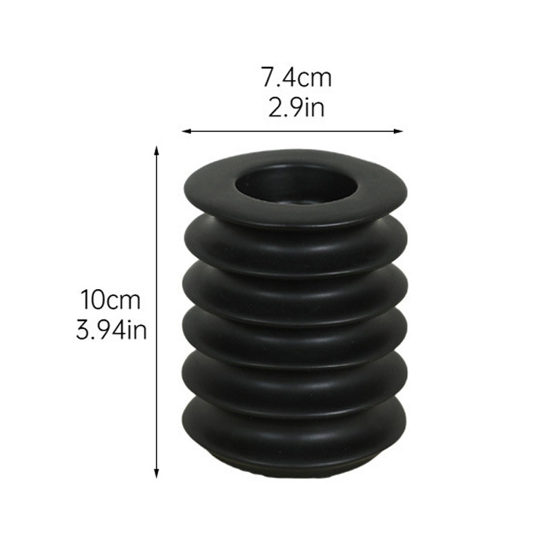 Stacked ring Ceramic candle holder Color:Black;Size:7.4*7.4*10cm