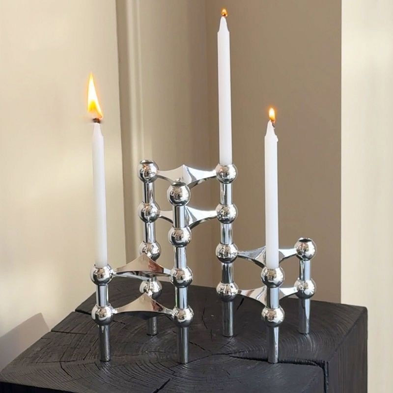 Modular Stackable Zinc Alloy Candelabra Color:Black;Size:10*10*7cm 2