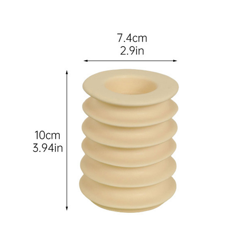 Stacked ring Ceramic candle holder Color:Light Yellow;Size:7.4*7.4*10cm