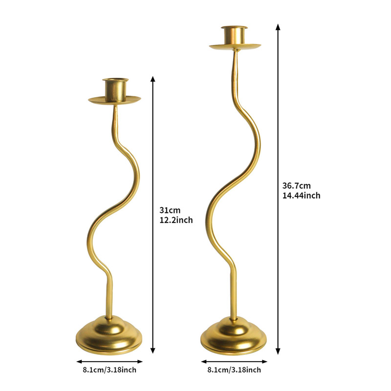 Wavy S-Curve Iron Candlestick Holder Golden  